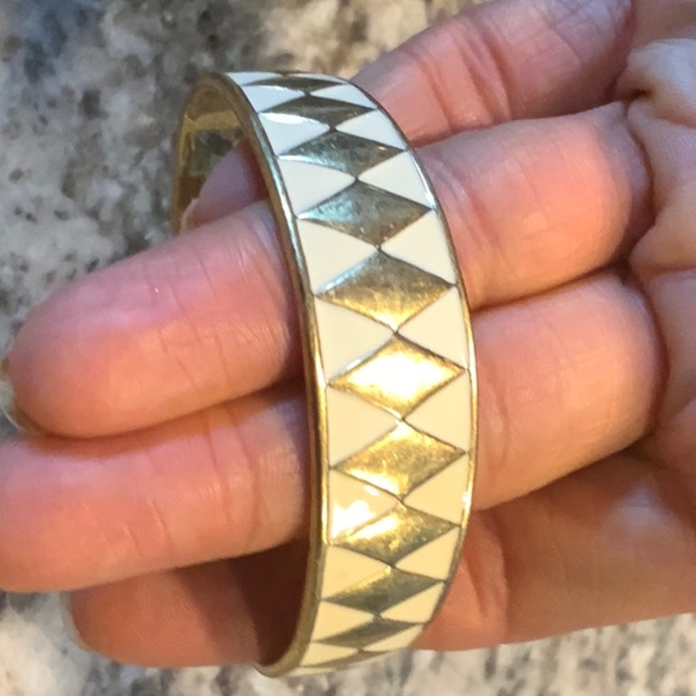 Lucky Brand Brass & Cream Chevron Pattern Bracelet